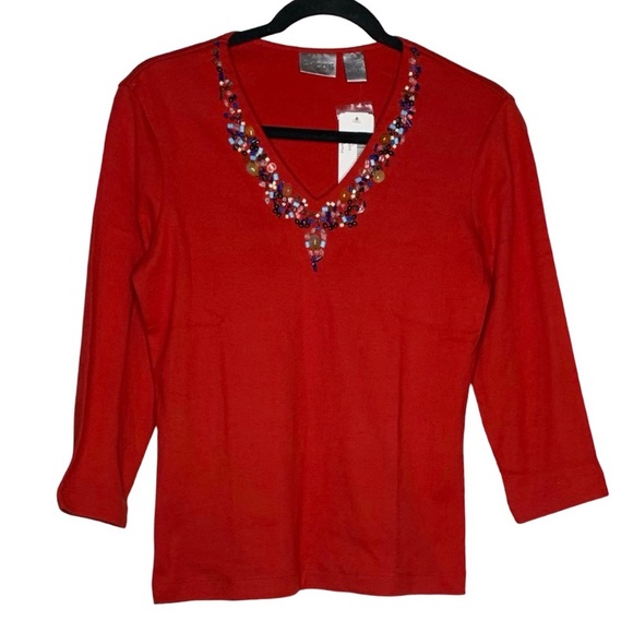 NWT Chico’s River Rock Tee In Candy Apple - Picture 4 of 5